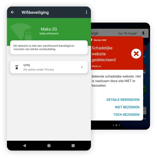 Wifibeveilingsapp op een tablet en telefoon