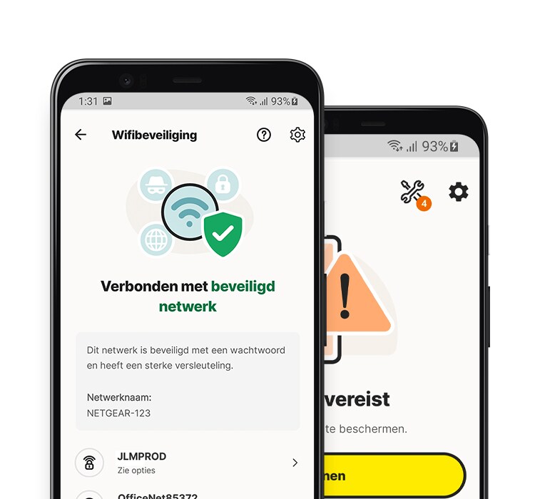 Wifibeveilingsapp op een tablet en telefoon